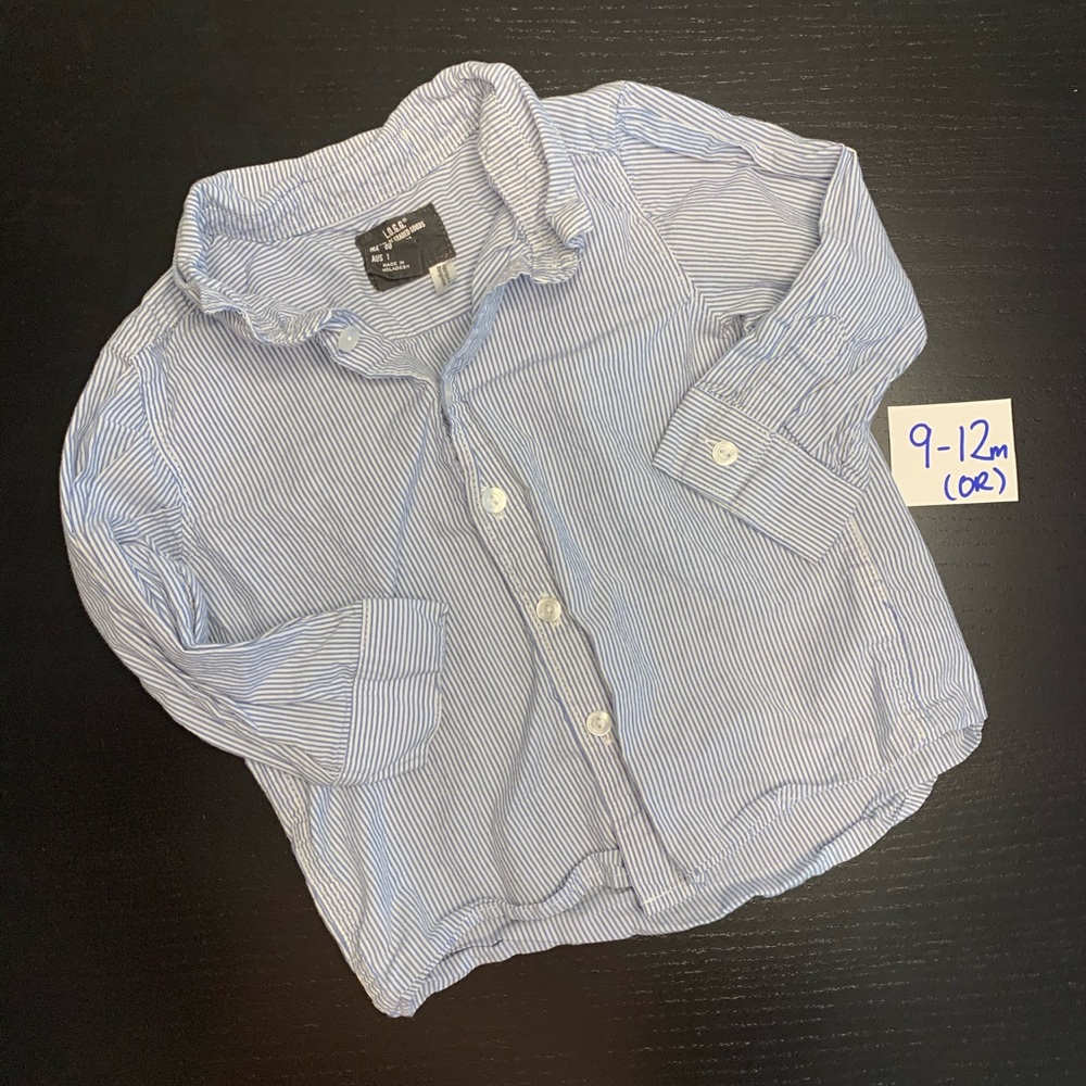 ⭐️2/$8.00⭐️ H&M 9-12m Striped Long Sleeve Button Down Dress Shirt